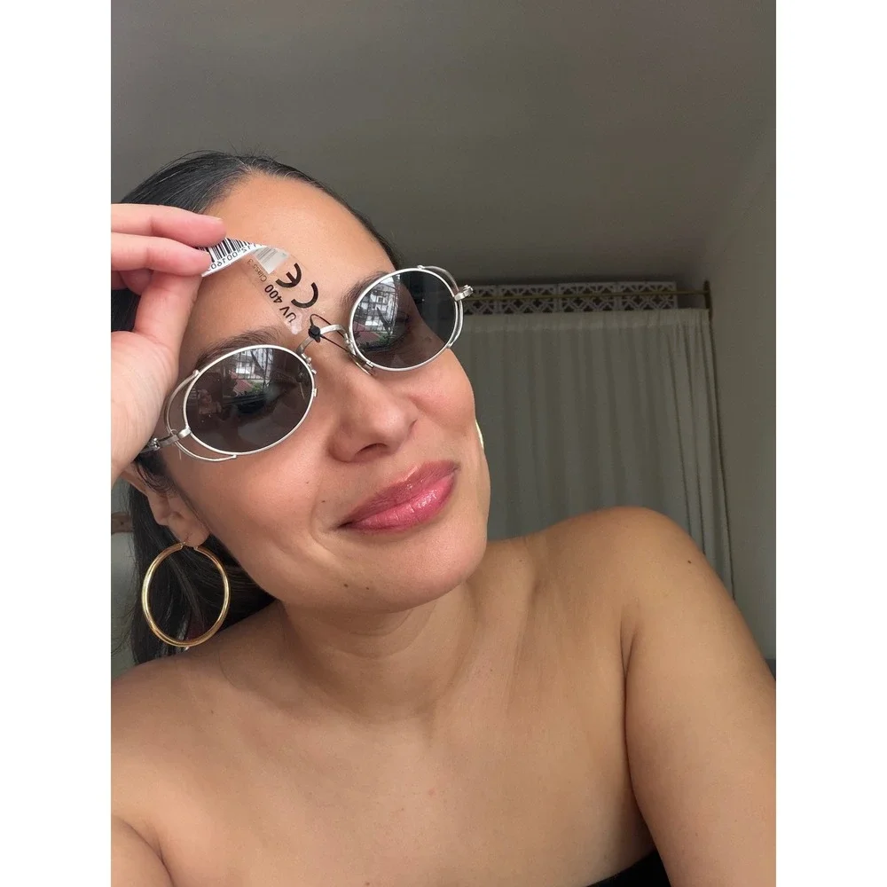 Vintage 90s Industrial Metal Frame Oval Glasses